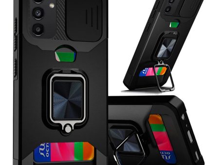 Hybrid Camera Case For Samsung A54 5G - Black - Multi-Functional Card Magnetic Ring Stand Wild Flag Cheap