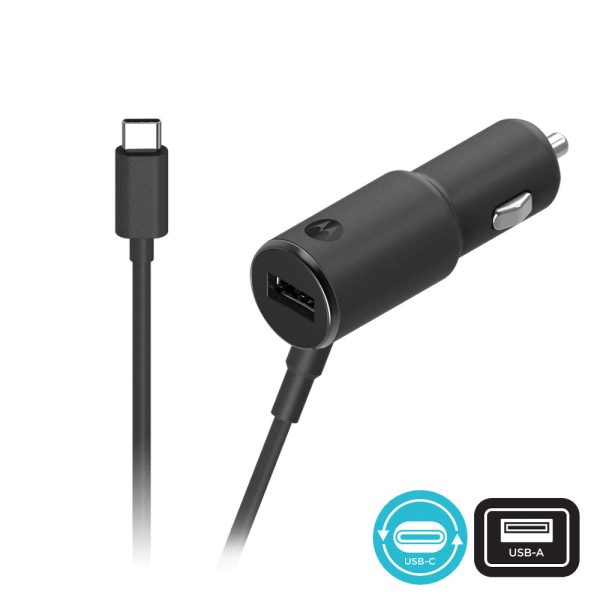 Motorola TurboPower 36W PD Charger - USB-C Cable, Dual Port - Black Online