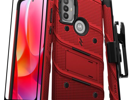 ZIZO Bolt Series Case With Tempered Glass Bundle For Moto G Power - Red Black Sale