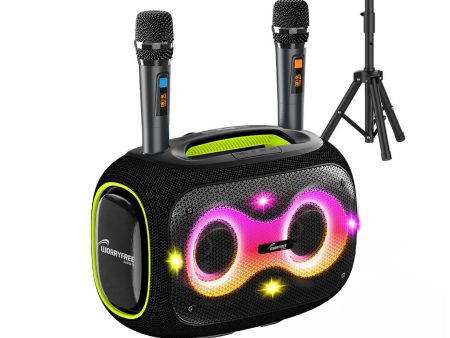 Worryfree WPB2 Party Box Wireless Bluetooth Speaker With Two Microphones & Tripod - Black Sale