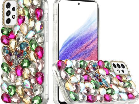 Hard TPU Case For Samsung A53 - Colorful Diamond Ornaments With Heart Hot on Sale