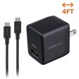 Powertech PD 20W Dual-Port USB-A & USB-C Wall Charger W  4  C-C Cable - Black For Discount