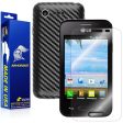 LG Optimus Fuel L34C Screen Protector + Black Carbon Fiber Skin Fashion