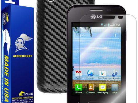 LG Optimus Fuel L34C Screen Protector + Black Carbon Fiber Skin Fashion