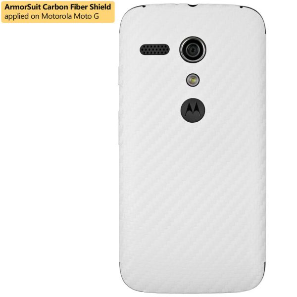 Motorola Moto G (1st Generation) Screen Protector + White Carbon Fiber Film Protector Online