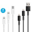 Anker Powerline Select+ 2 USB-C and 2 USB-A Lightning Cables - Black White Supply