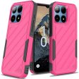 Premium Noble Lined Shockproof Dual Layer Hybrid Case For Boost Summit 5G - Hot Pink Black Discount