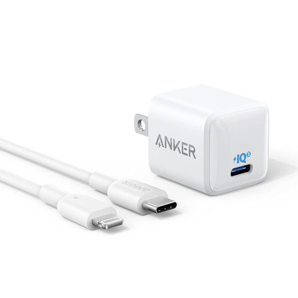 Anker Powerport 20W PD Nano USB-C Wall Charger W  6  C-Lightning Cable - White Online