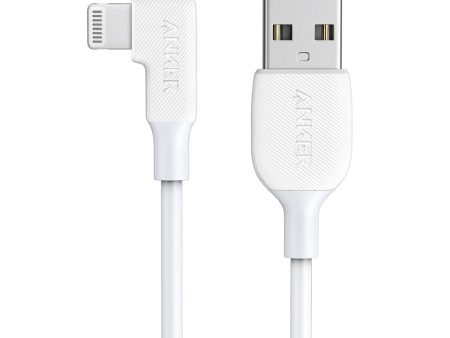 Anker Right Angle 6  USB-A to Lightning Connector - White For Discount